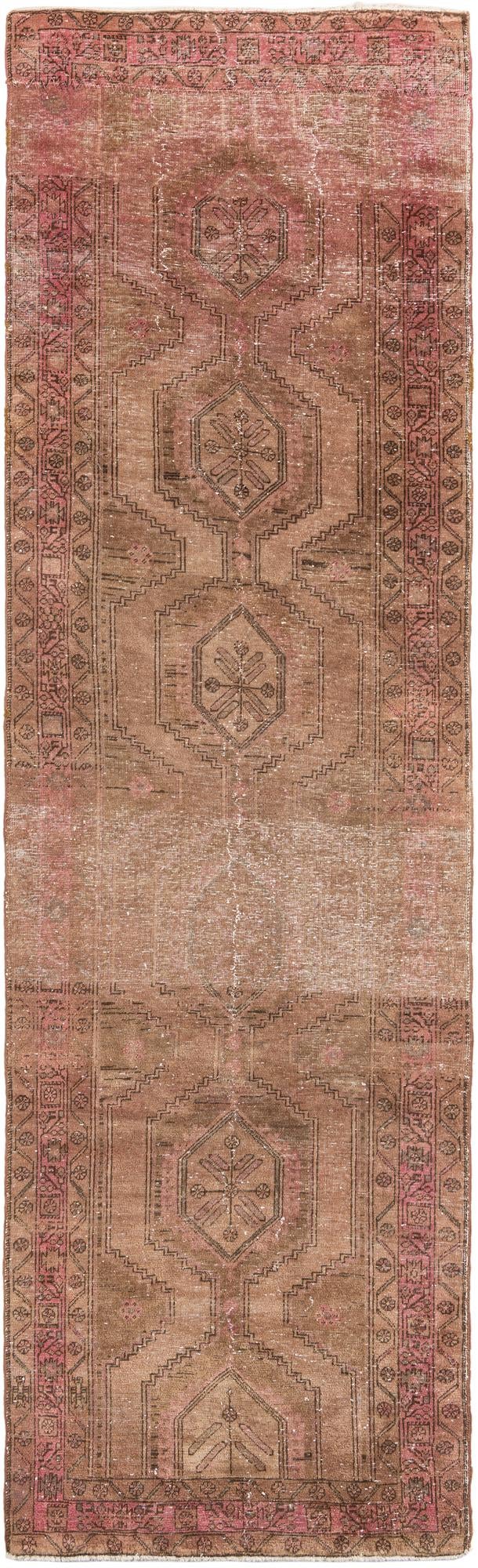 3' 4 x 12' 3 Hand Knotted Ultra Vintage Persian Wool Runner Rug