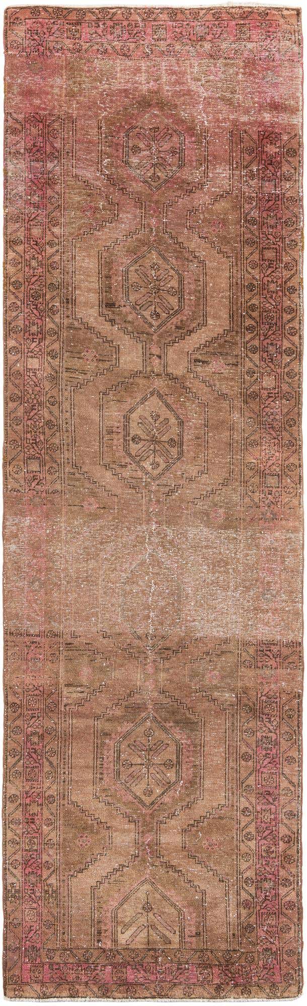 3' 4 x 12' 3 Hand Knotted Ultra Vintage Persian Wool Runner Rug