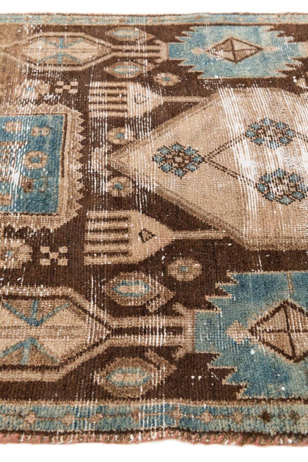 Detail image of 2' 10 x 7' 6 Hand Knotted Ultra Vintage Persian Wool Runner Rug
