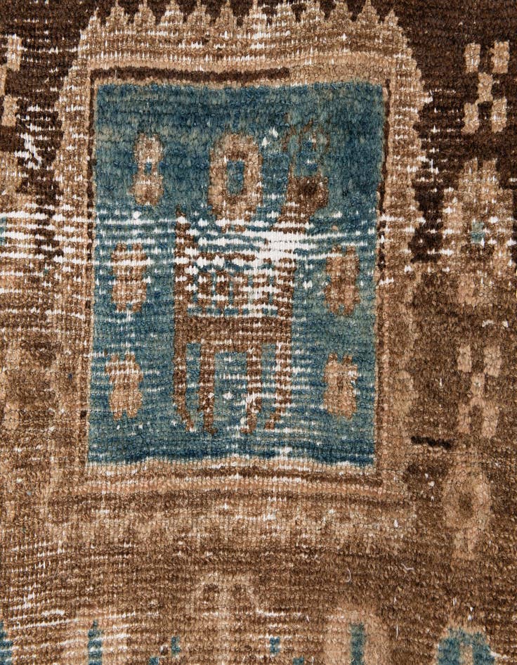 Detail image of 2' 10 x 7' 6  Hand Knotted Ultra Vintage Persian Wool Runner Rug