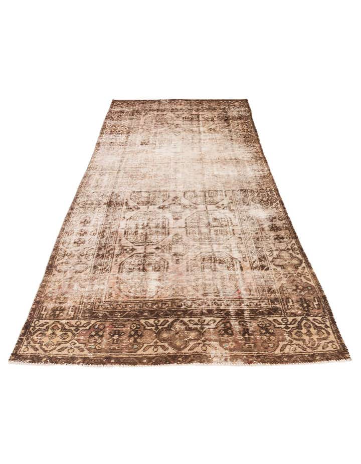 4' 9 x 9' 7 Hand Knotted Ultra Vintage Persian Wool Runner Rug