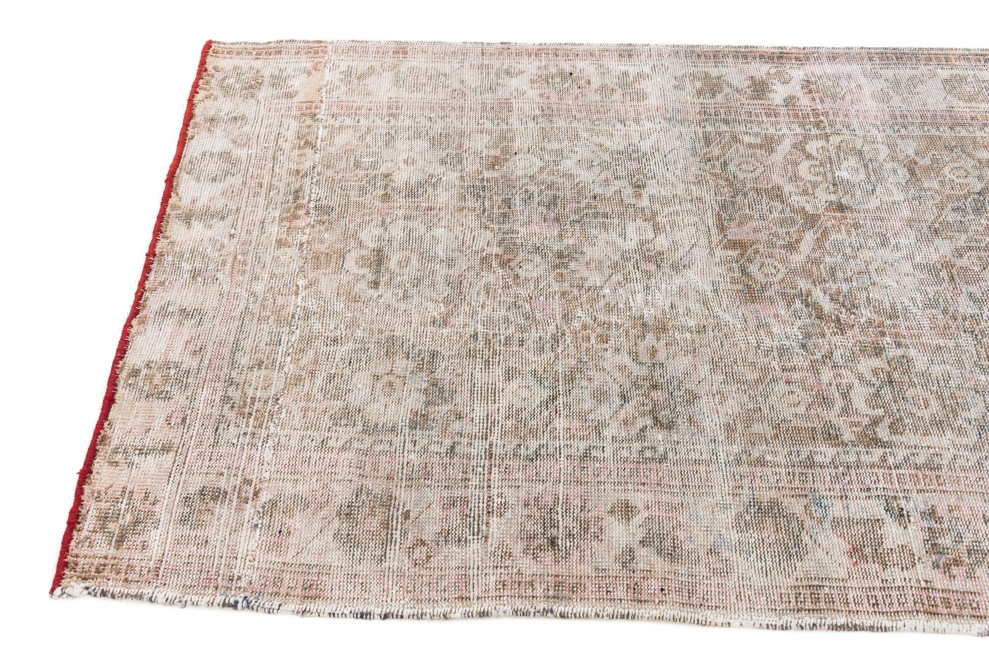 3' 7 x 8' 10 Hand Knotted Ultra Vintage Persian Wool Runner Rug