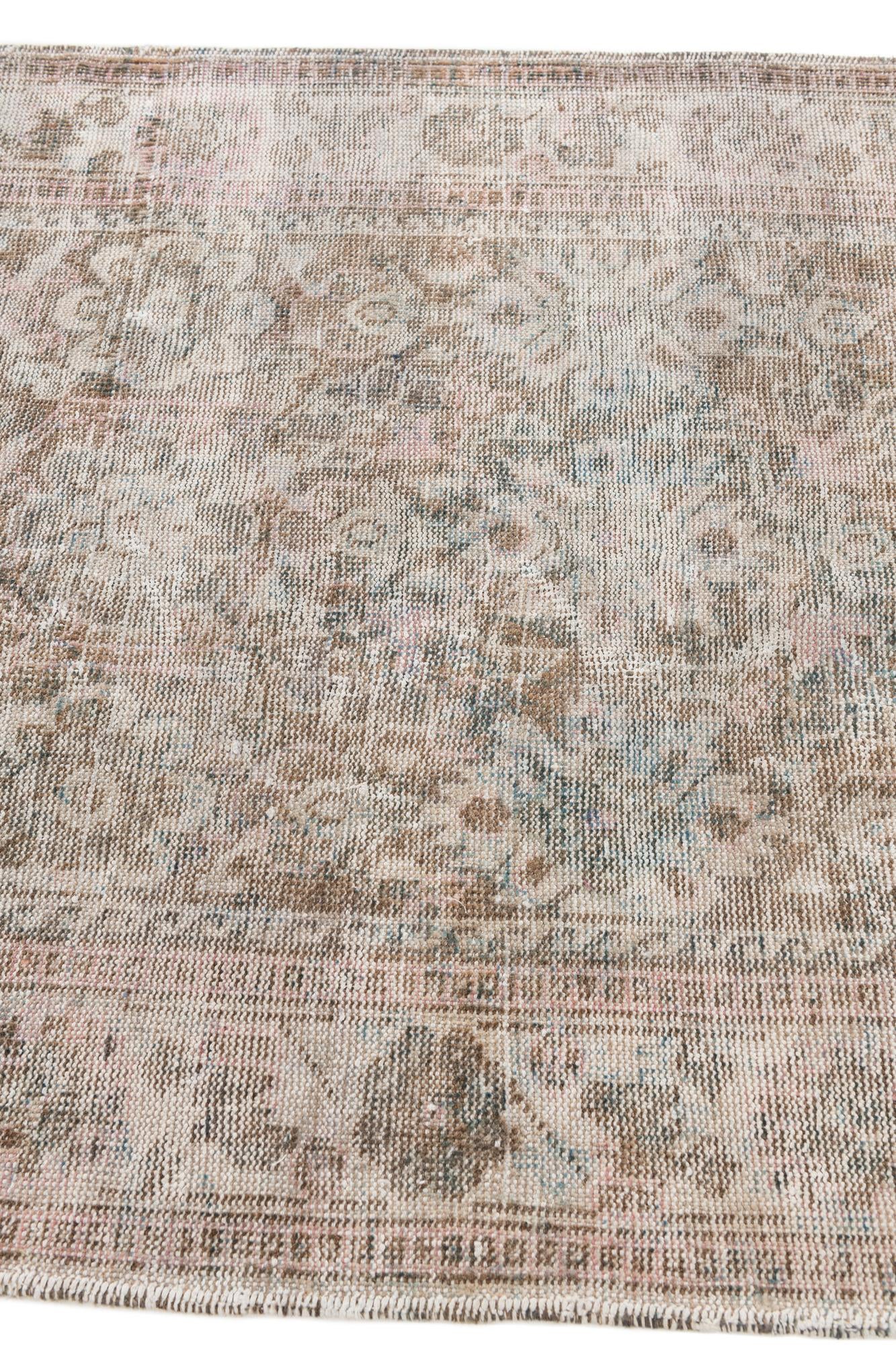 3' 7 x 8' 10 Hand Knotted Ultra Vintage Persian Wool Runner Rug