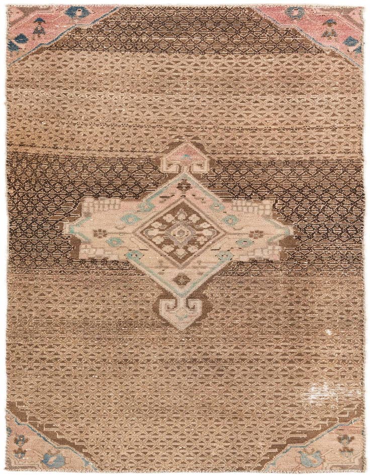 Detail image of 3' 2 x 7' 5 Hand Knotted Ultra Vintage Persian Wool Runner Rug