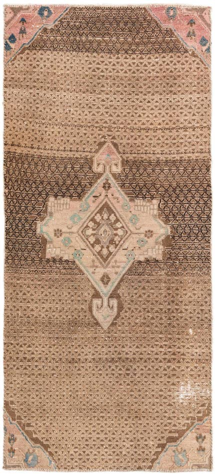 Detail image of 3' 2 x 7' 5 Hand Knotted Ultra Vintage Persian Wool Runner Rug