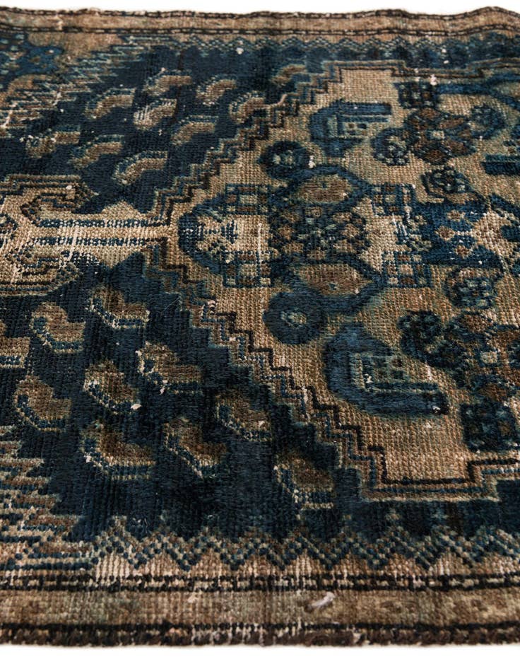 Detail image of 2' 7 x 6'  Hand Knotted Ultra Vintage Persian Wool Runner Rug