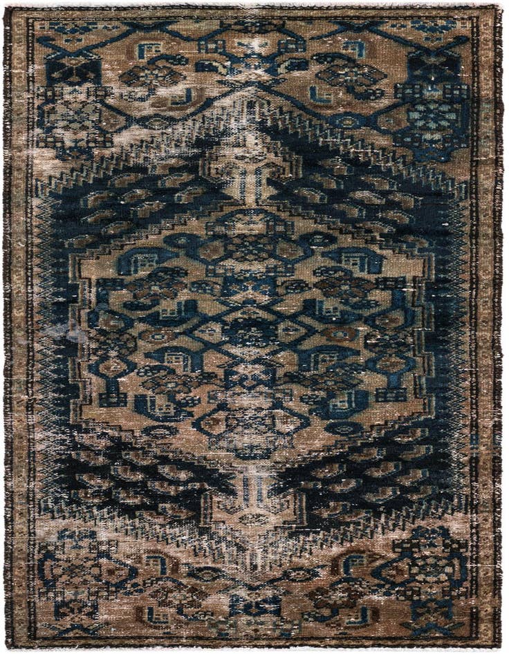 Detail image of 2' 7 x 6' Hand Knotted Ultra Vintage Persian Wool Runner Rug