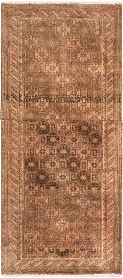 Detail image of 2' 2 x 4' 9 Hand Knotted Ultra Vintage Persian Wool Runner Rug