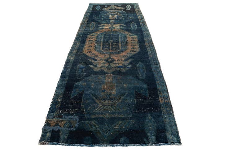 Detail image of 3' 5 x 9' Hand Knotted Ultra Vintage Persian Wool Runner Rug