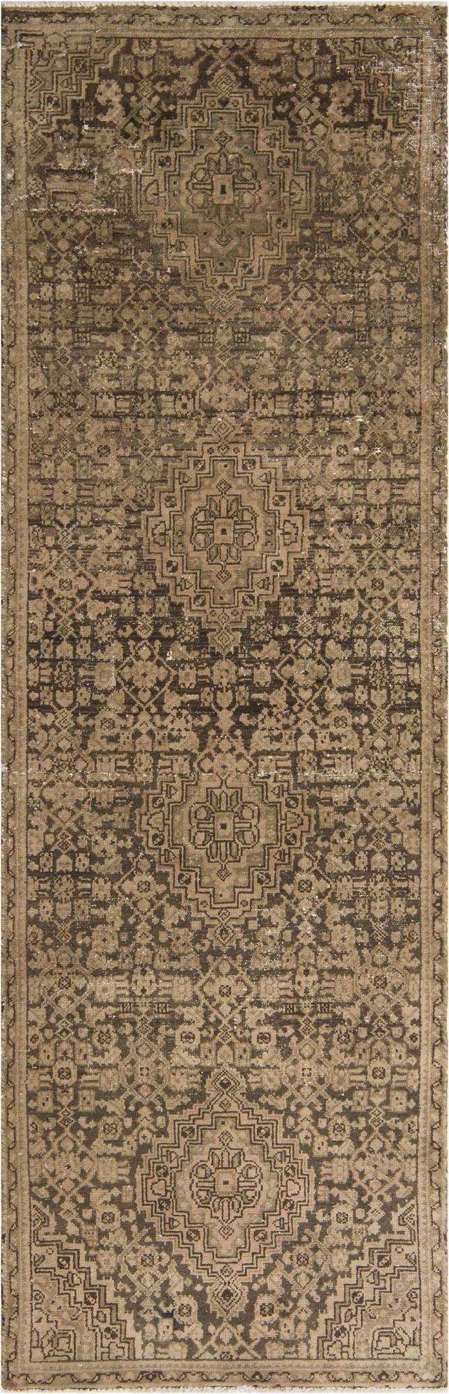 3' 5 x 10' 4  Hand Knotted Ultra Vintage Persian Wool Runner Rug