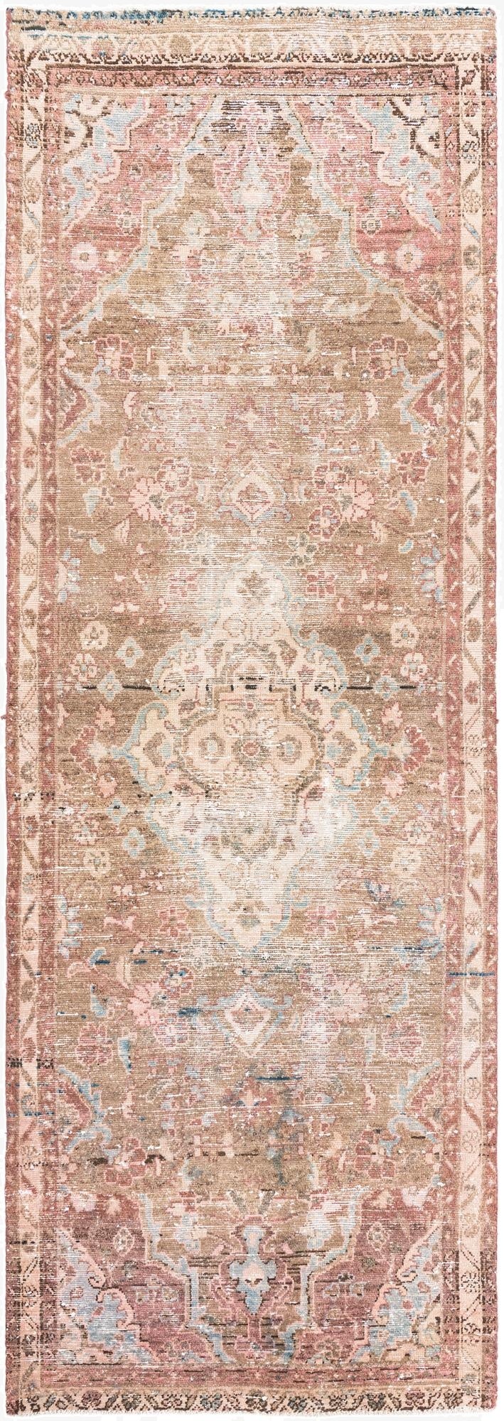 3' 5 x 9' 9  Hand Knotted Ultra Vintage Persian Wool Runner Rug