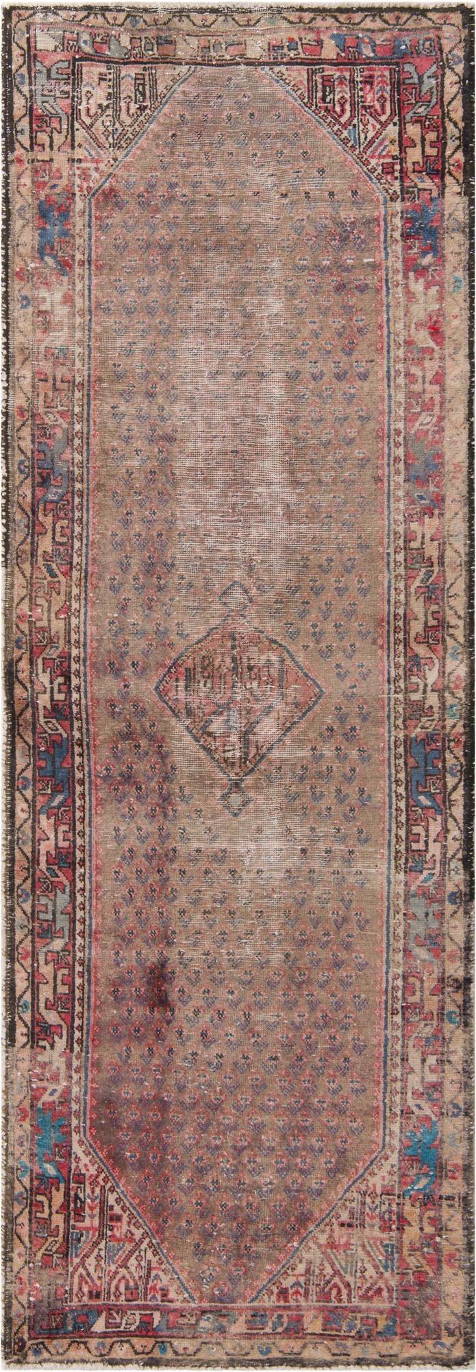 3' 6 x 9' 10  Hand Knotted Ultra Vintage Persian Wool Runner Rug