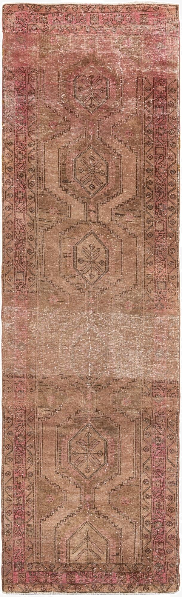 3' 4 x 12' 3  Hand Knotted Ultra Vintage Persian Wool Runner Rug