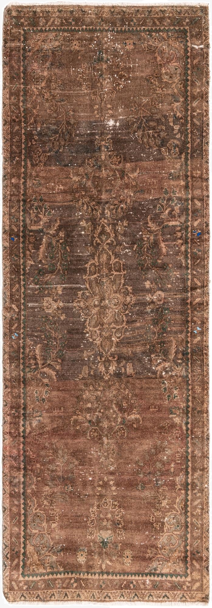 3' 4 x 10'  Hand Knotted Ultra Vintage Persian Wool Runner Rug