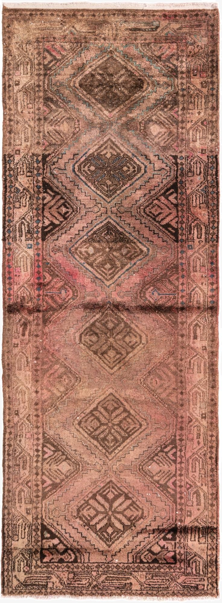 3' 4 x 8' 10  Hand Knotted Ultra Vintage Persian Wool Runner Rug