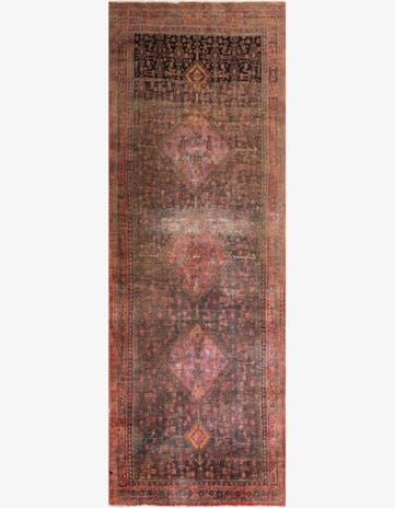 4' 6 x 12' 7 Hand Knotted Ultra Vintage Persian Wool Runner Rug