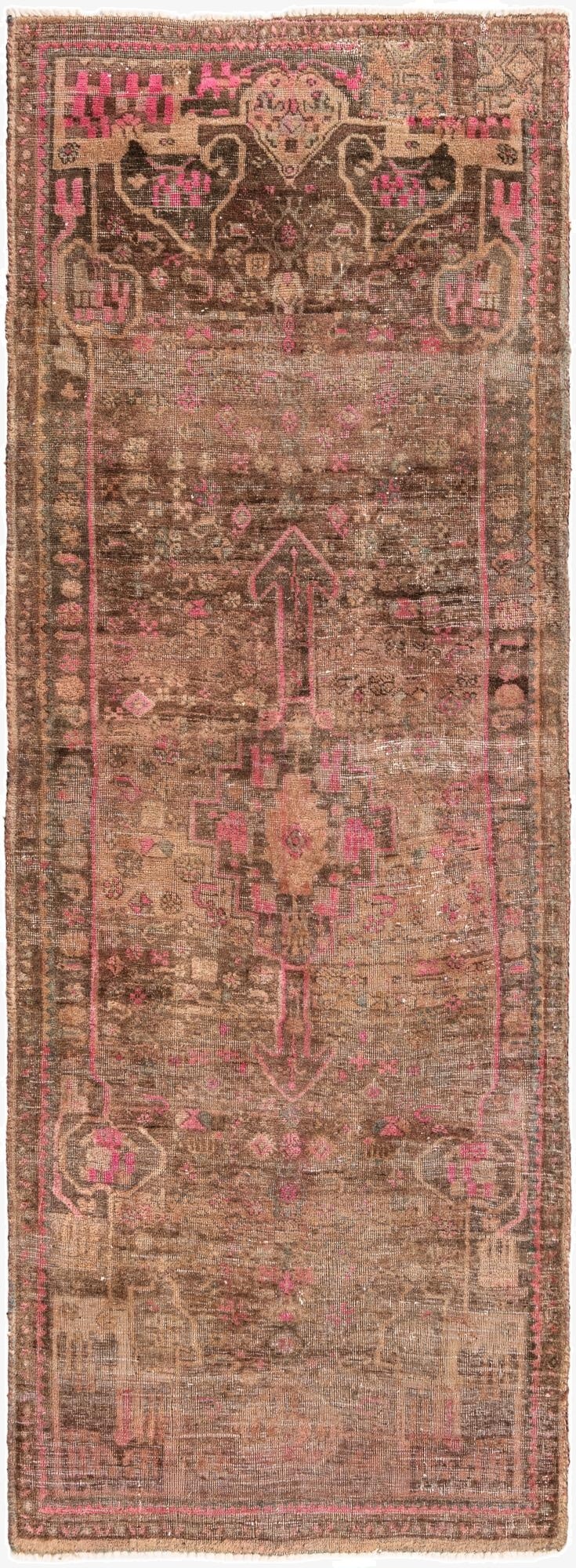 3' 5 x 9' 6  Hand Knotted Ultra Vintage Persian Wool Runner Rug