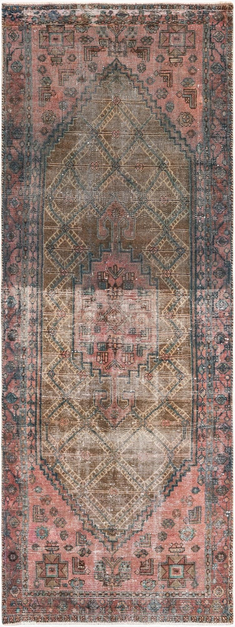 Primary image 3' 5 x 9' 9  Hand Knotted Ultra Vintage Persian Wool Runner Rug