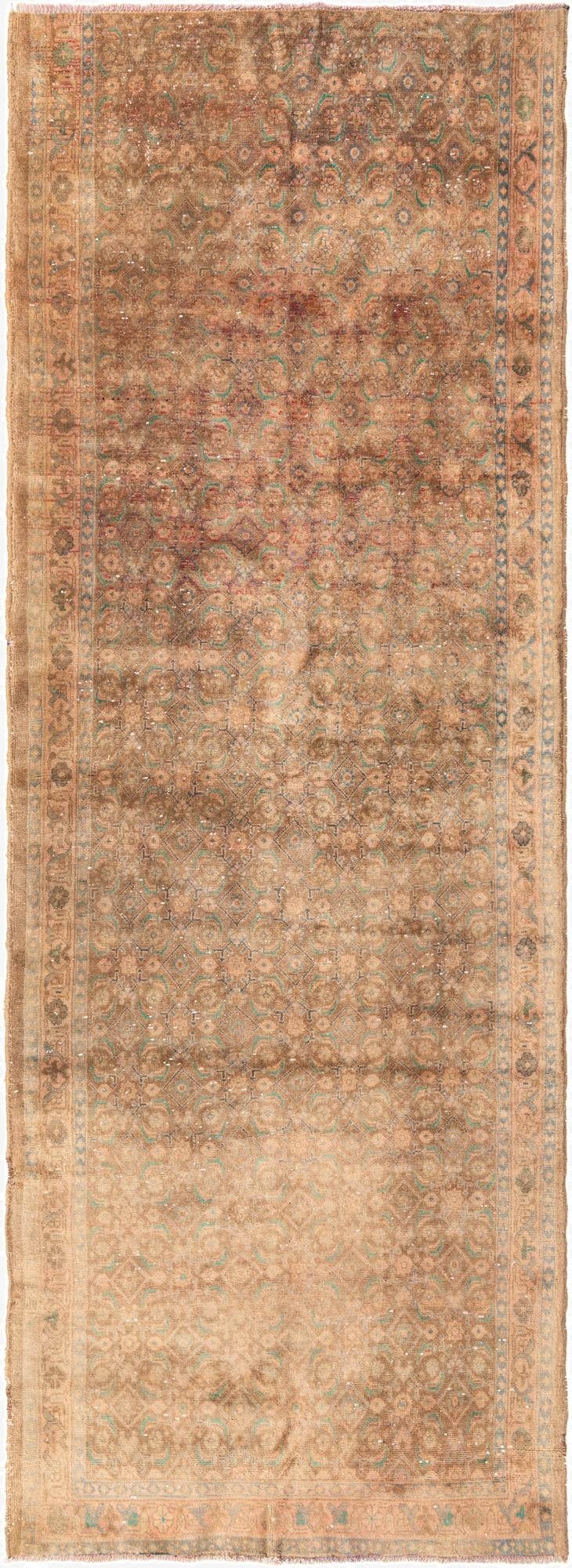 3' 6 x 9' 5  Hand Knotted Ultra Vintage Persian Wool Runner Rug