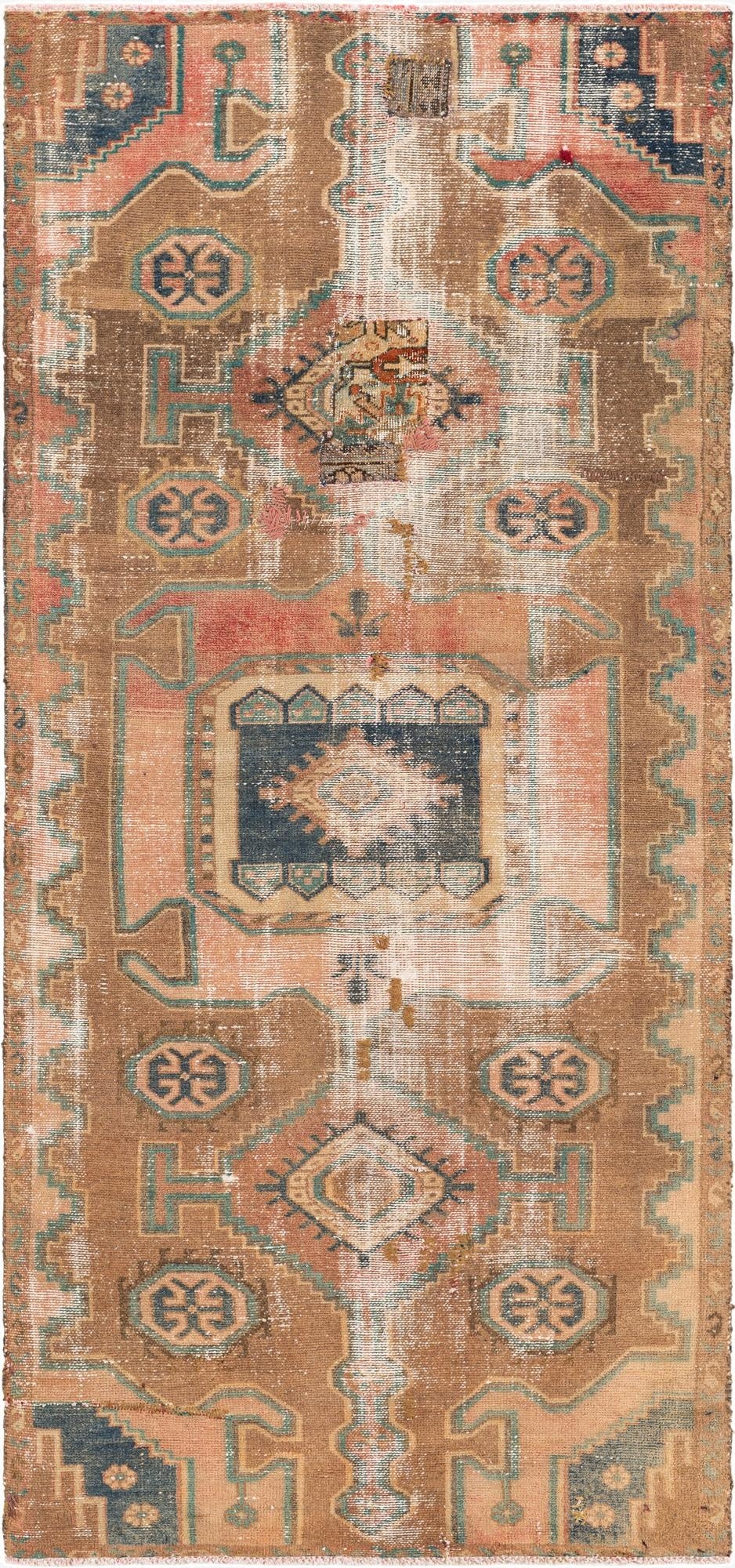 3' 8 x 8' 1  Hand Knotted Ultra Vintage Persian Wool Runner Rug