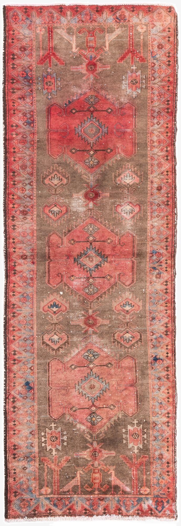 3' 6 x 10' 5  Hand Knotted Ultra Vintage Persian Wool Runner Rug