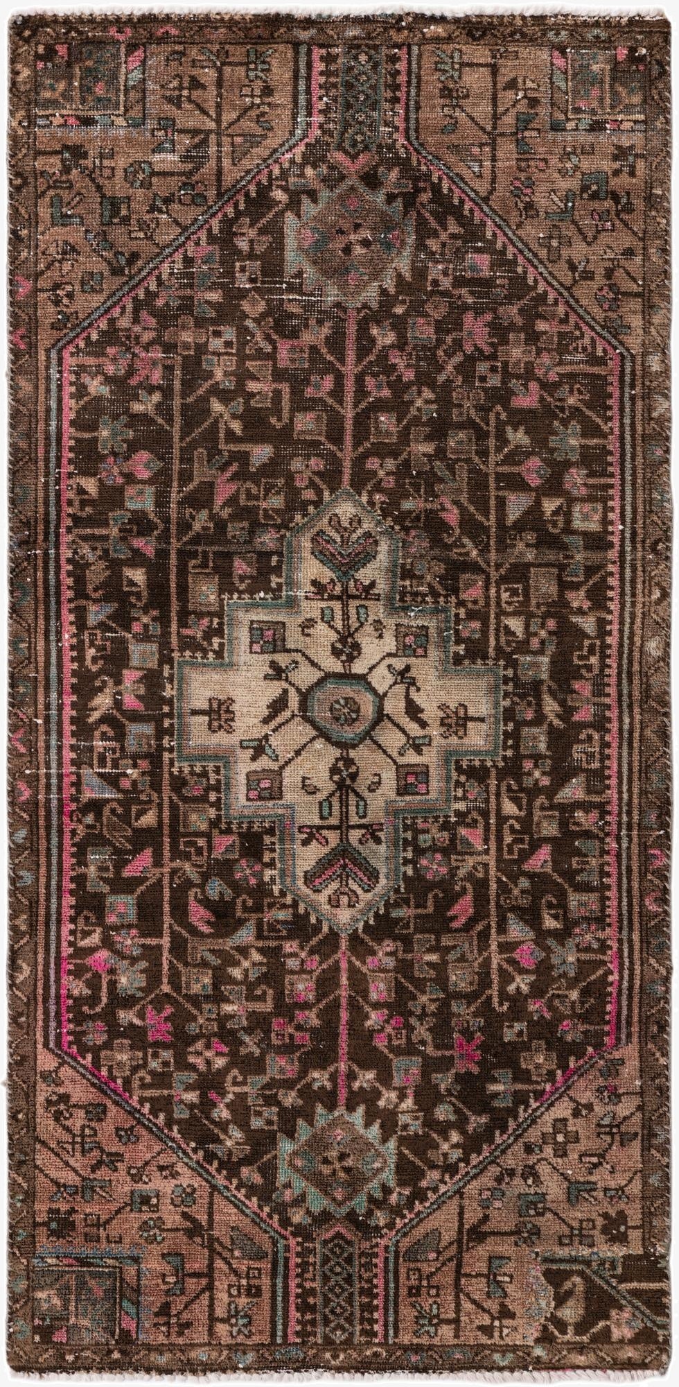 3' 3 x 6' 7  Hand Knotted Ultra Vintage Persian Wool Runner Rug