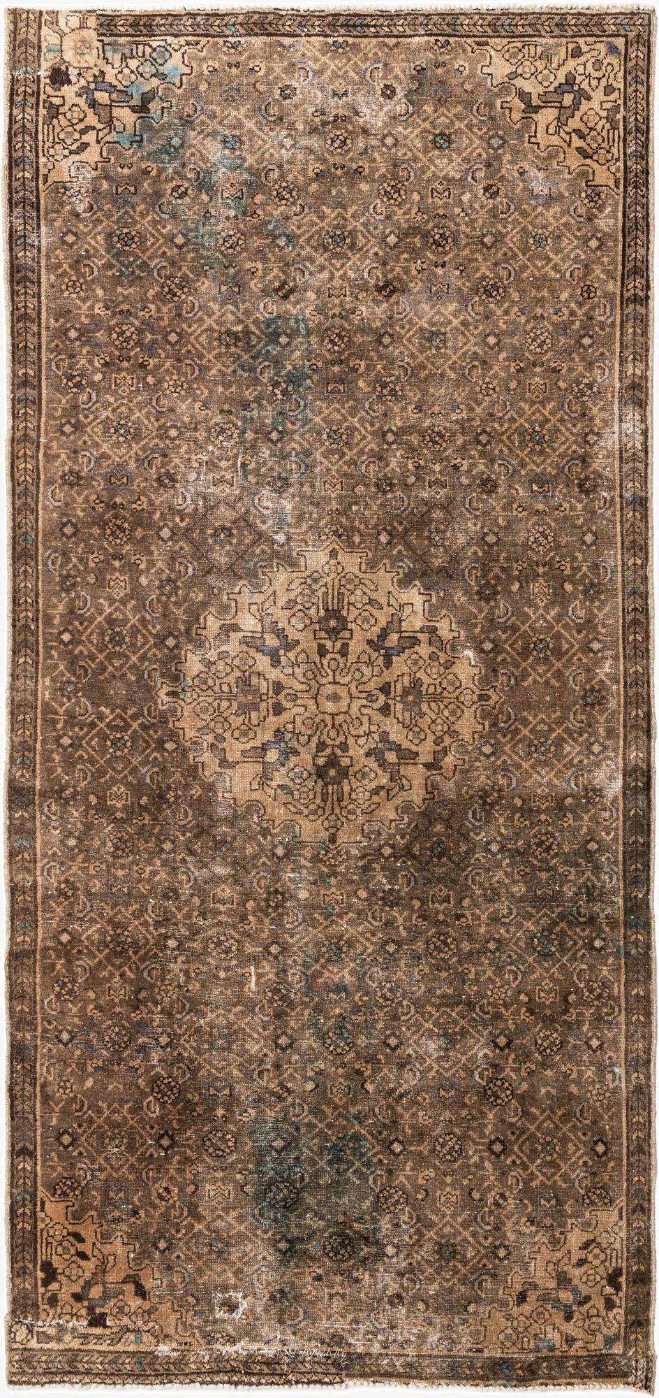 4' 4 x 8' 10  Hand Knotted Ultra Vintage Persian Wool Runner Rug