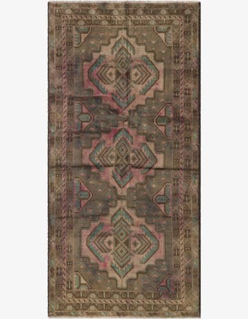 3' 4 x 6' 9 Hand Knotted Ultra Vintage Persian Wool Runner Rug
