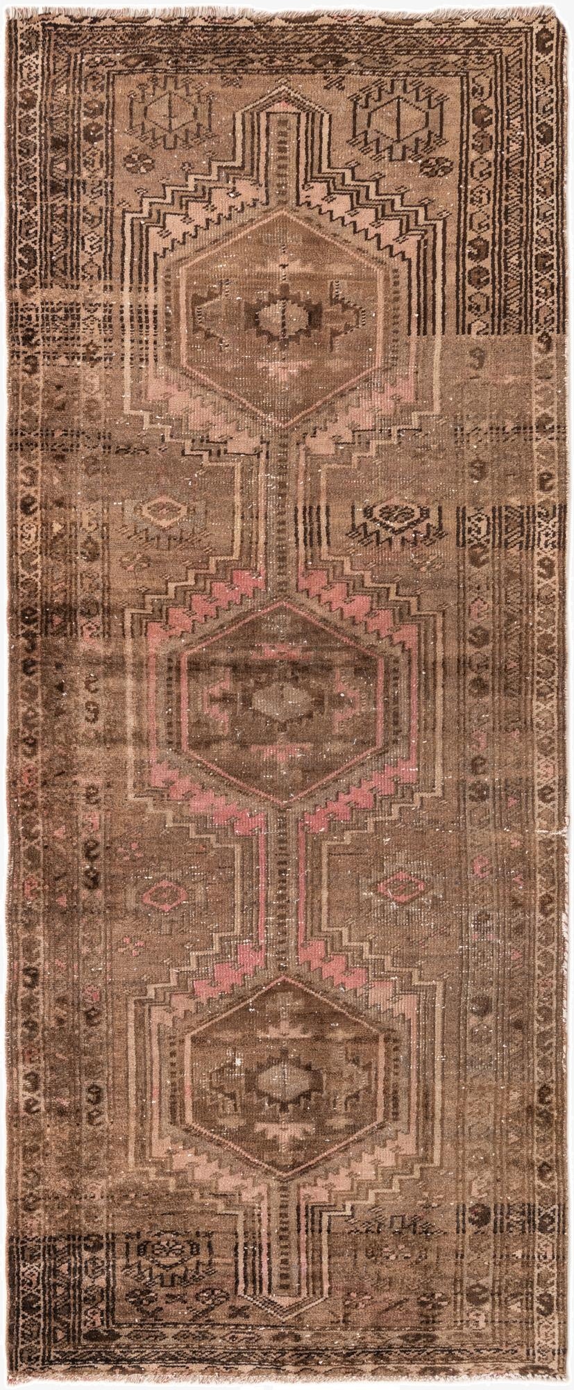 3' 7 x 9'  Hand Knotted Ultra Vintage Persian Wool Runner Rug