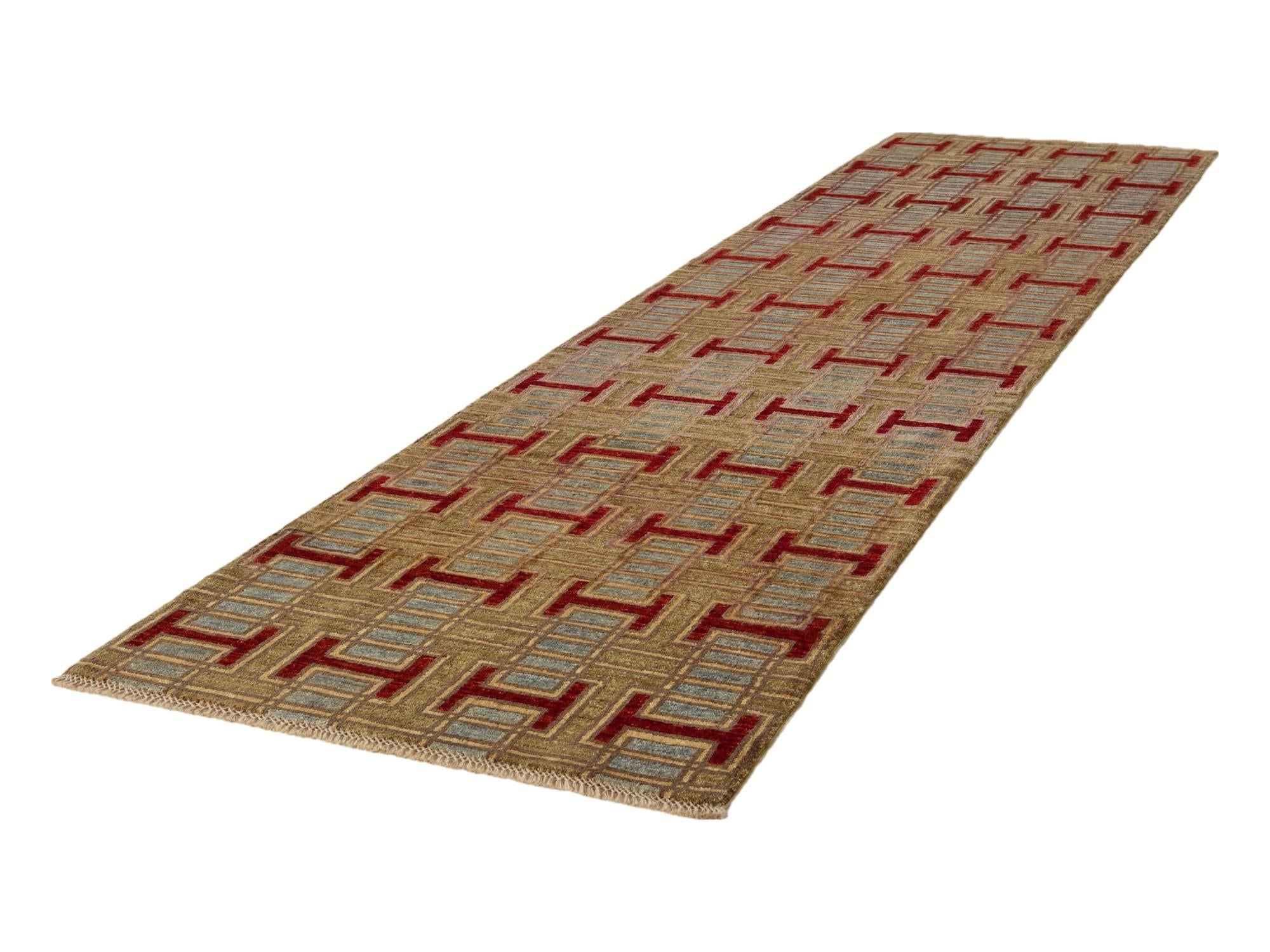 3' 1 x 11' 10 Hand Knotted Ziegler Modern Runner Rug