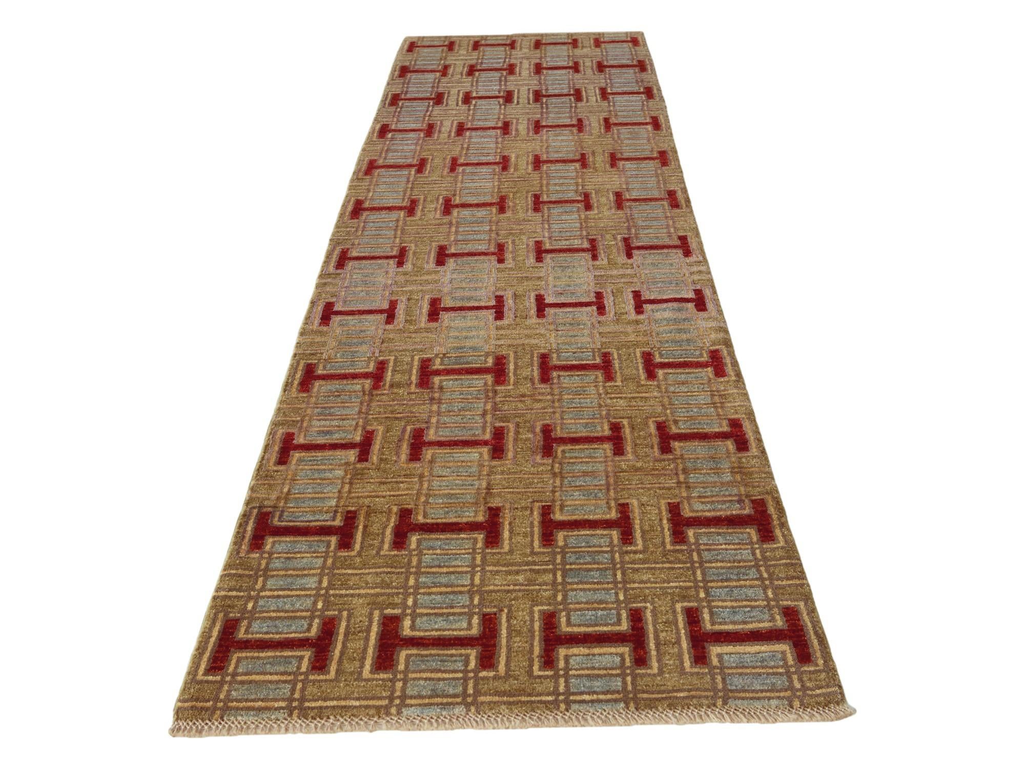 3' 1 x 11' 10 Hand Knotted Ziegler Modern Runner Rug