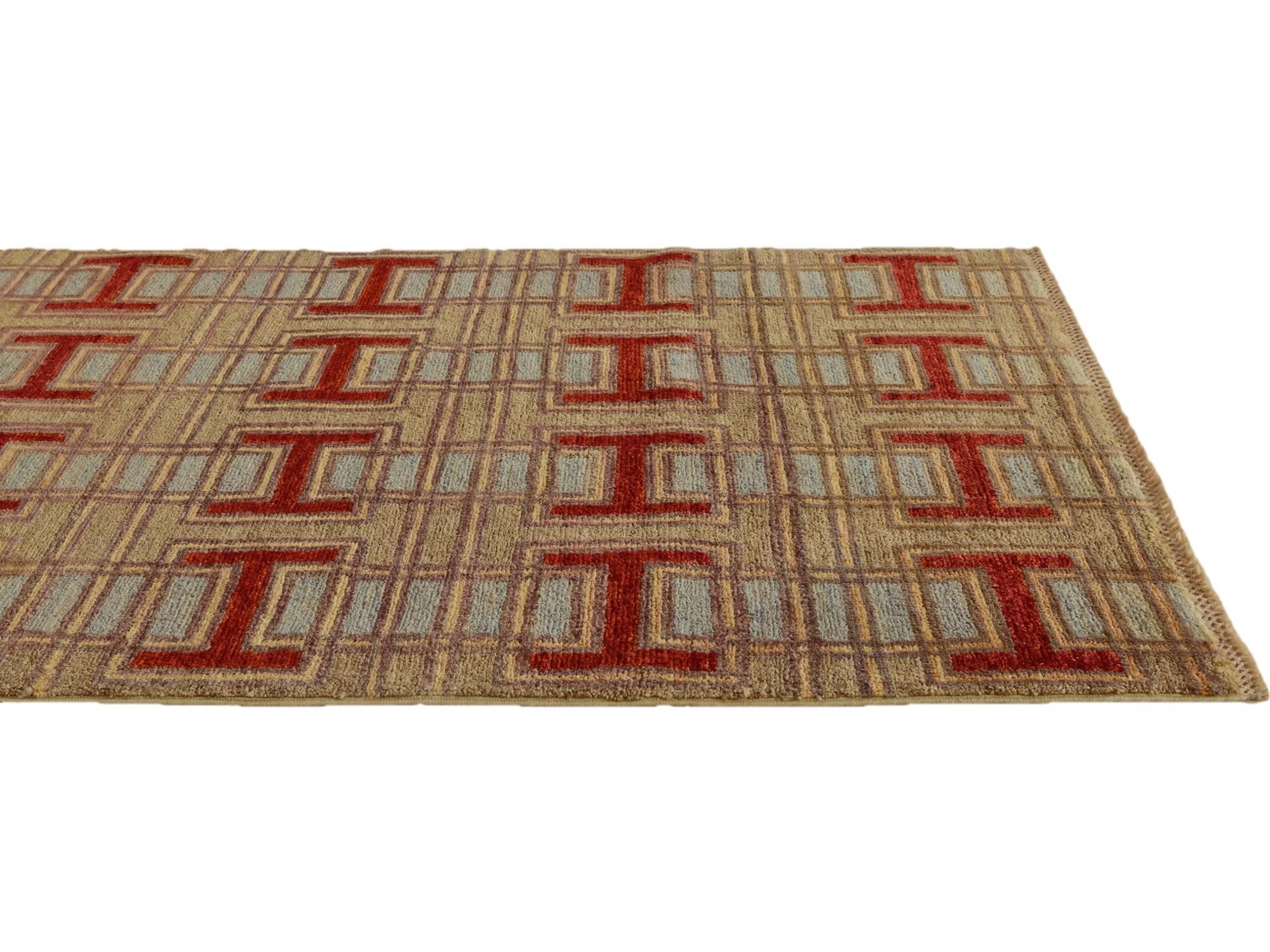 3' 1 x 11' 10 Hand Knotted Ziegler Modern Runner Rug