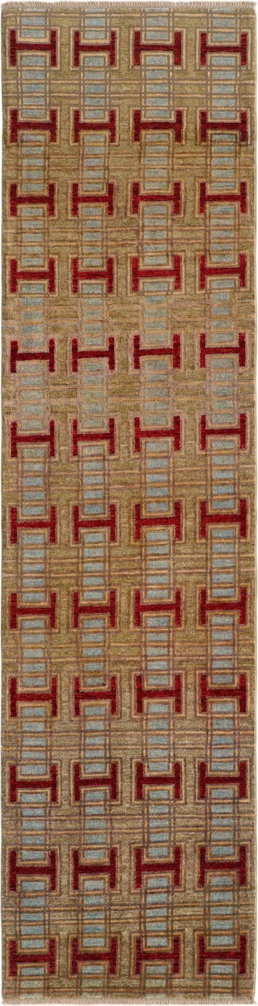 3' 1 x 11' 10 Hand Knotted Ziegler Modern Runner Rug