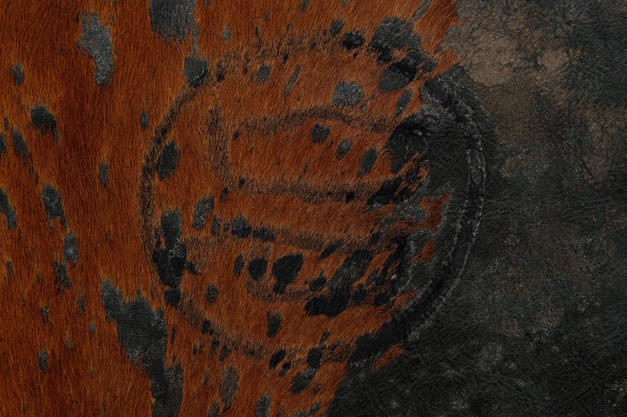 7' 8 x 7' 8 Cowhide Leather Square Rug