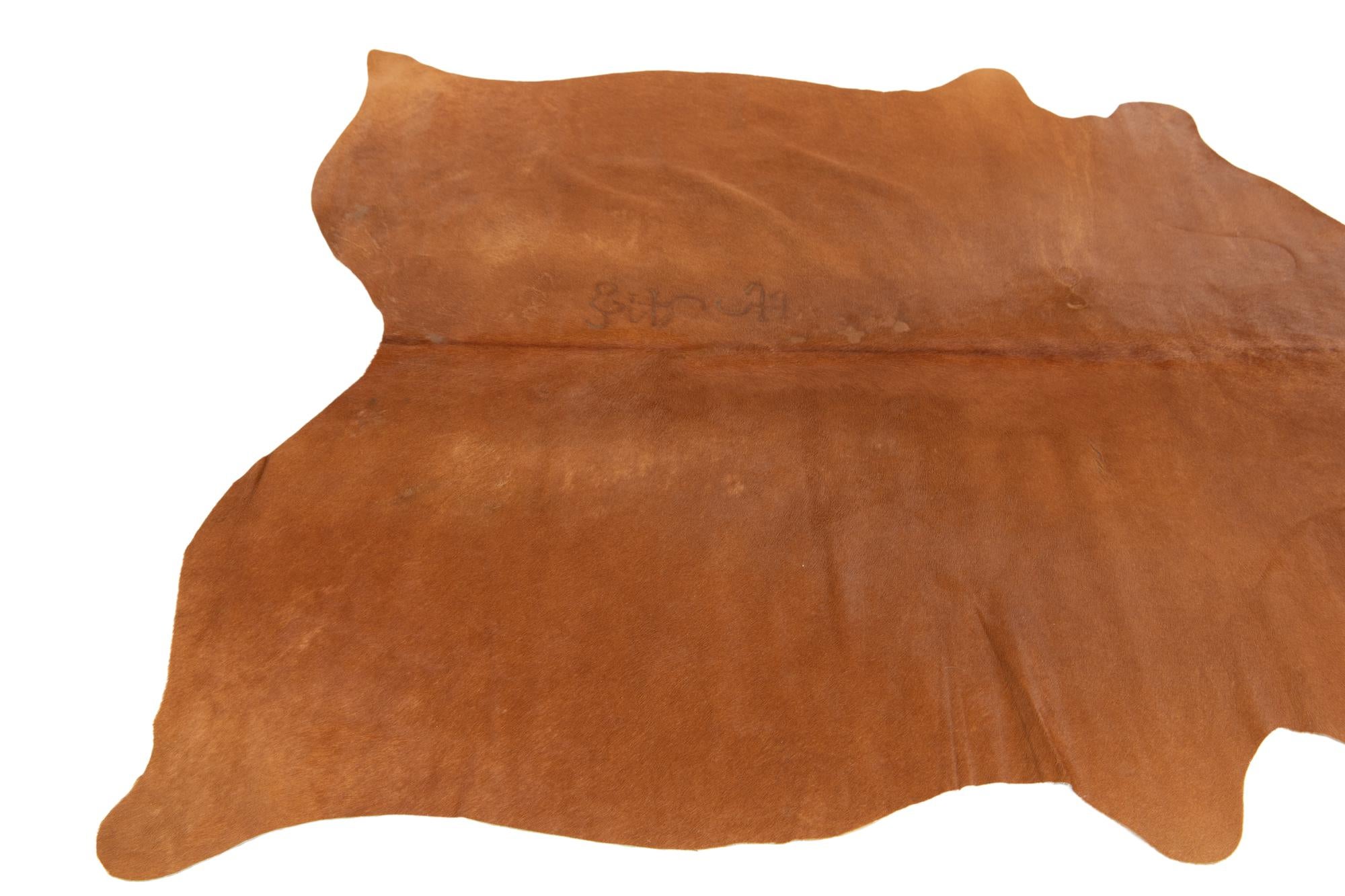 4' 10 x 5' 2 Cowhide Leather Square Rug