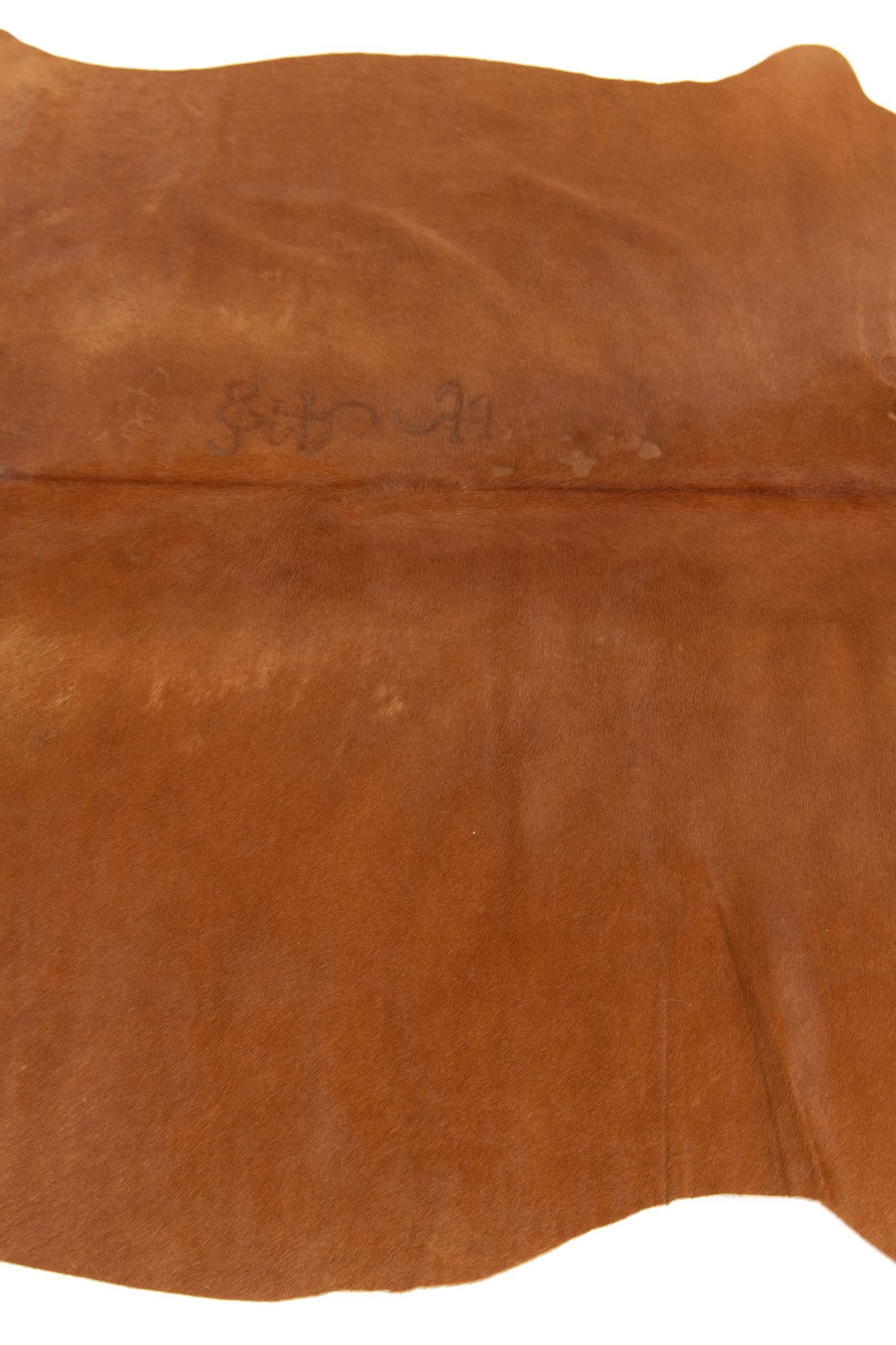 4' 10 x 5' 2 Cowhide Leather Square Rug