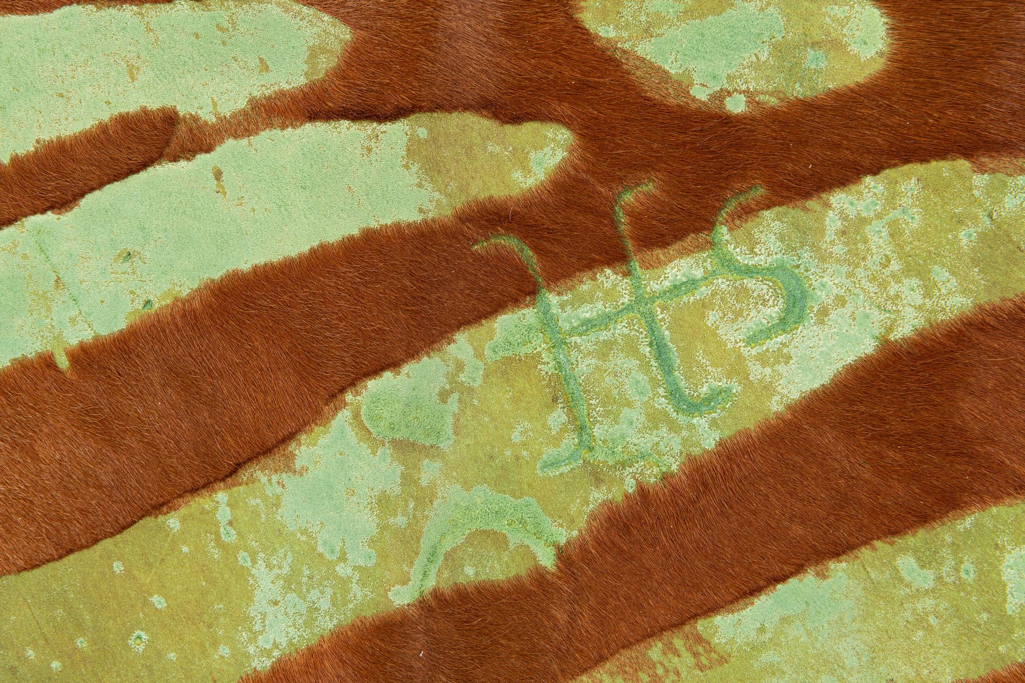 6' 8 x 7' 6 Cowhide Leather Square Rug