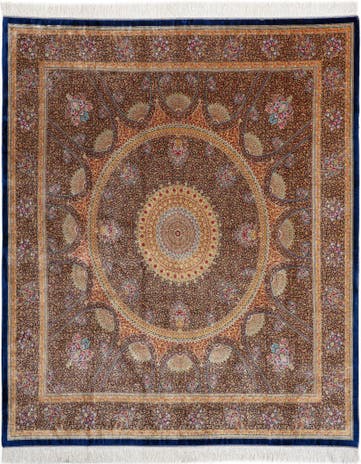 6' 7 x 6' 7 Ghom Design Square Rug