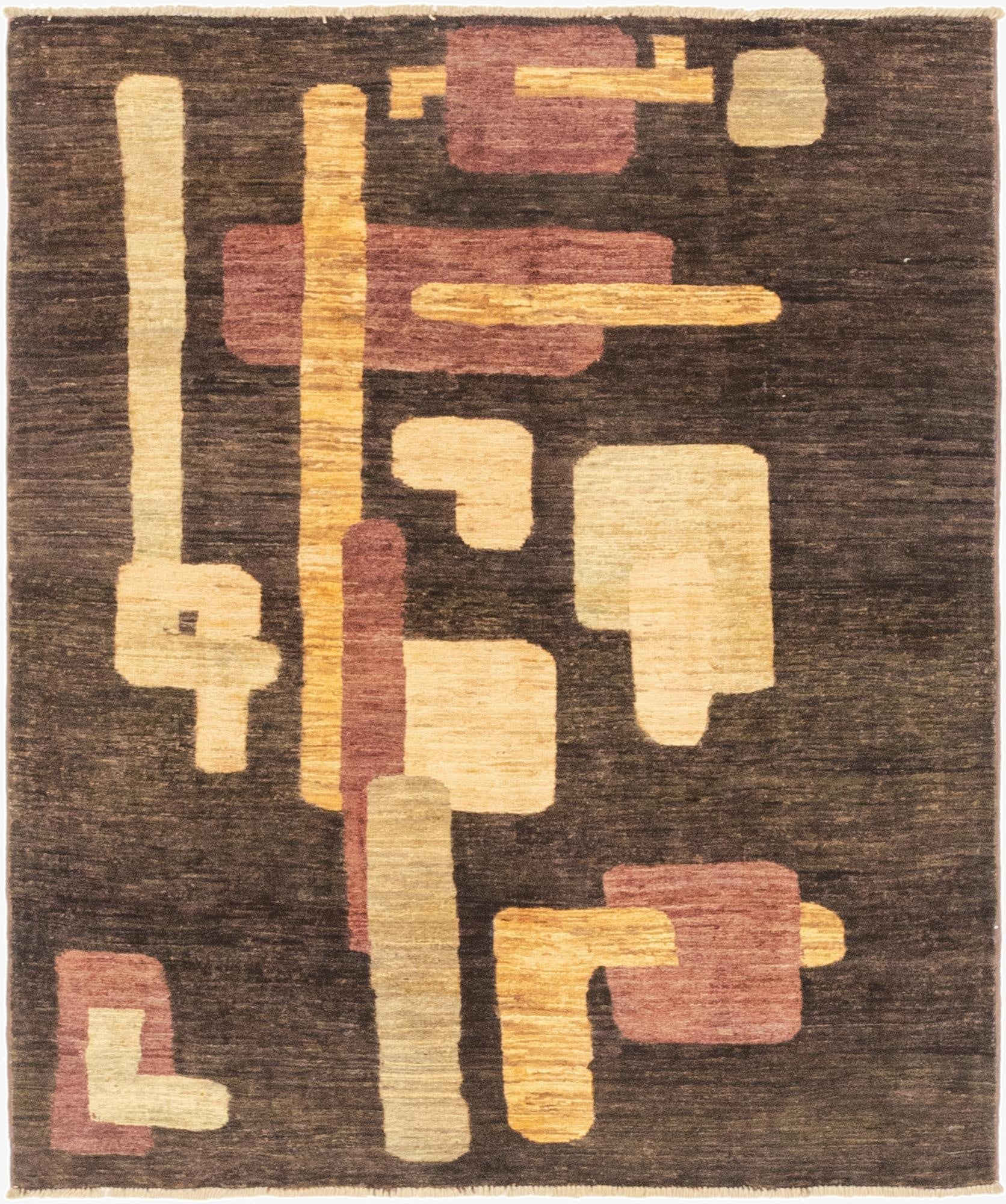4' 3 x 5'  Hand Knotted Kashkuli Gabbeh Wool Square Rug