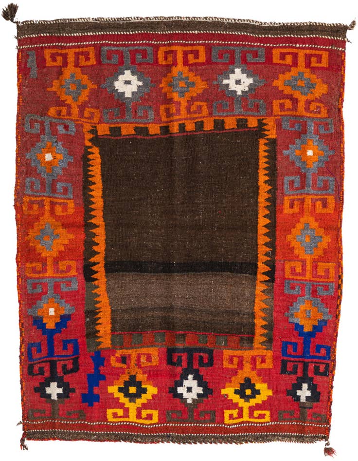 Detail image of 4' 6 x 4' 9 Hand Knotted Kilim Fars Persian Wool Square Rug