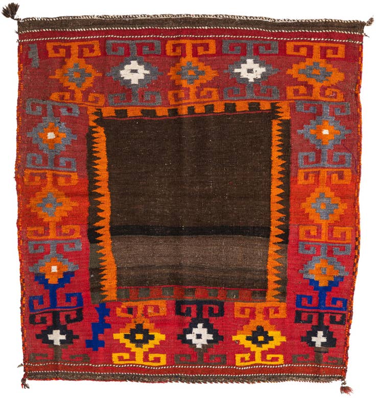 Detail image of 4' 6 x 4' 9 Hand Knotted Kilim Fars Persian Wool Square Rug