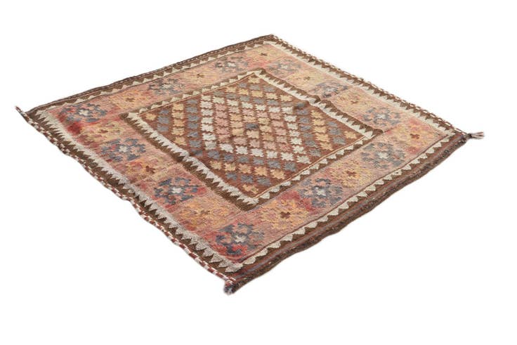 Detail image of 3' 9 x 4' Hand Woven Kilim Fars Wool Square Rug
