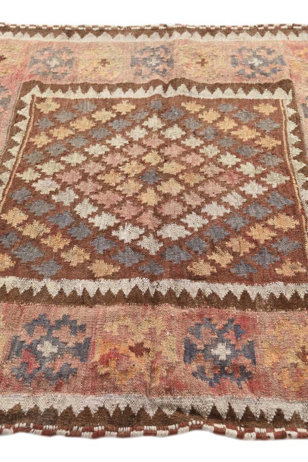 Detail image of 3' 9 x 4' Hand Woven Kilim Fars Wool Square Rug