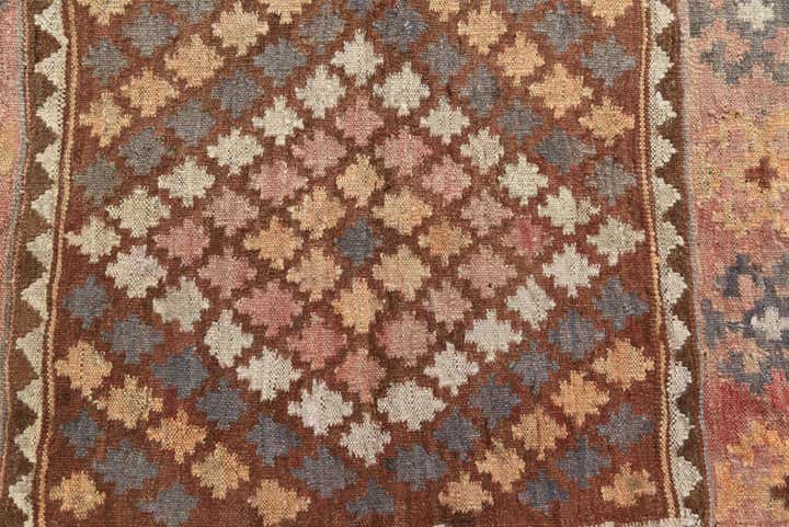 3' 9 x 4' Hand Woven Kilim Fars Wool Square Rug
