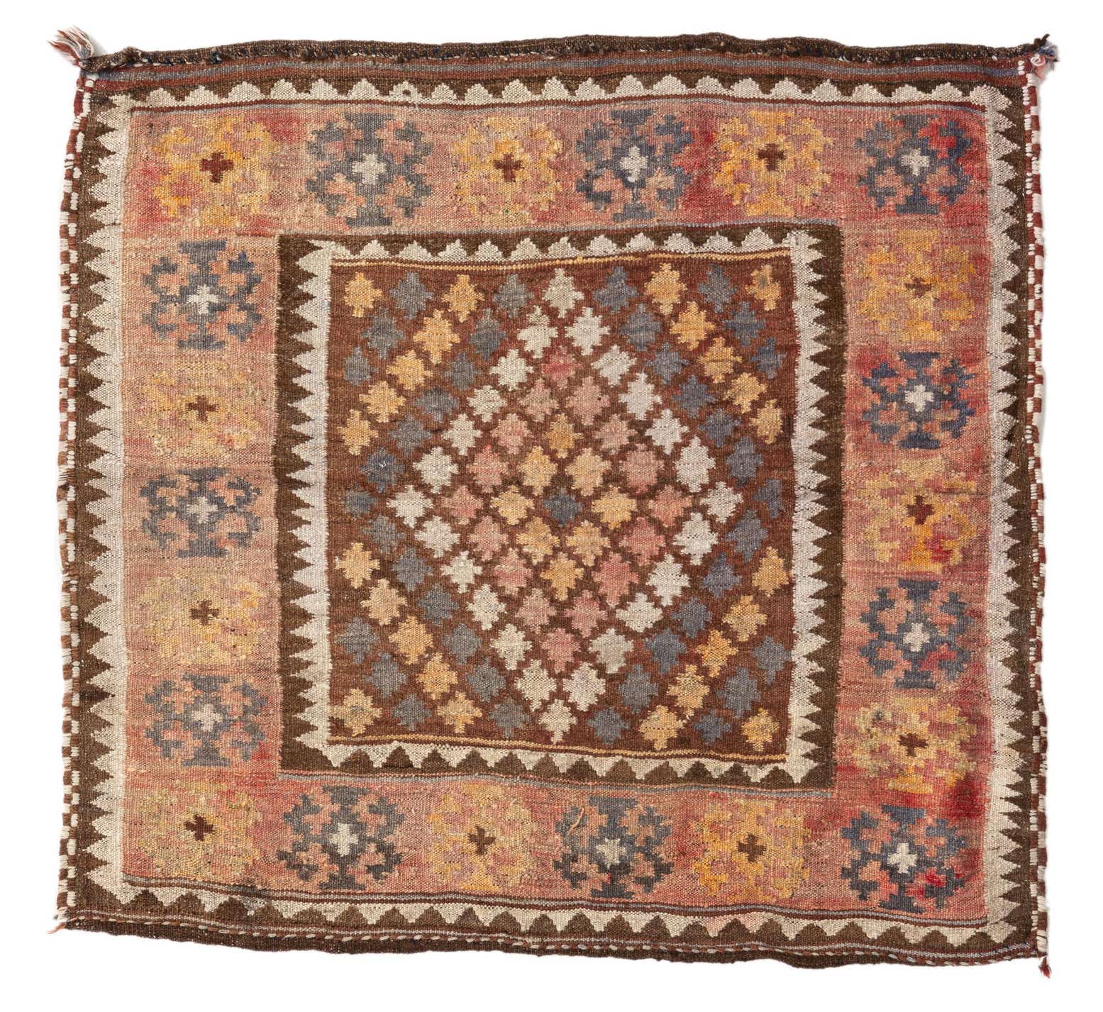 3' 9 x 4' Hand Woven Kilim Fars Wool Square Rug