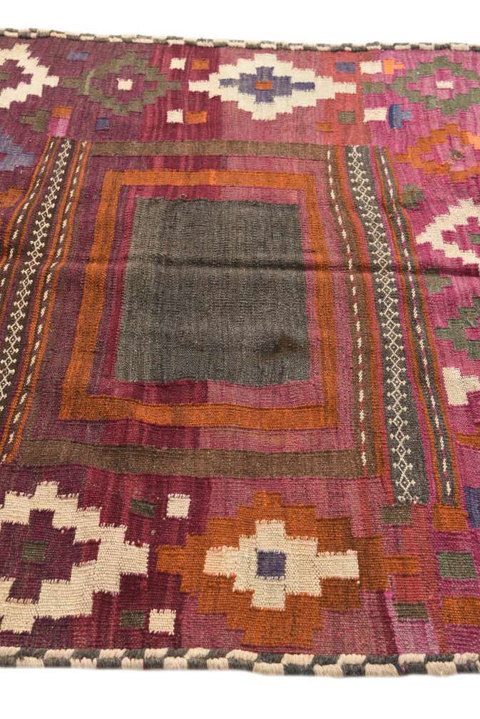 4' 2 x 4' 4 Hand Woven Kilim Fars Wool Square Rug