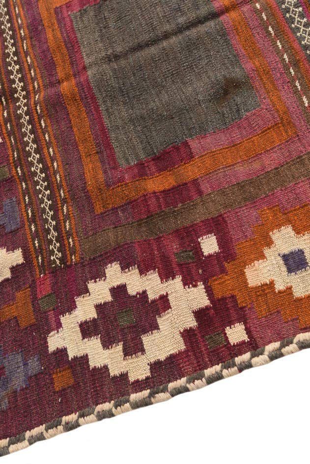 Detail image of 4' 2 x 4' 4 Hand Woven Kilim Fars Wool Square Rug
