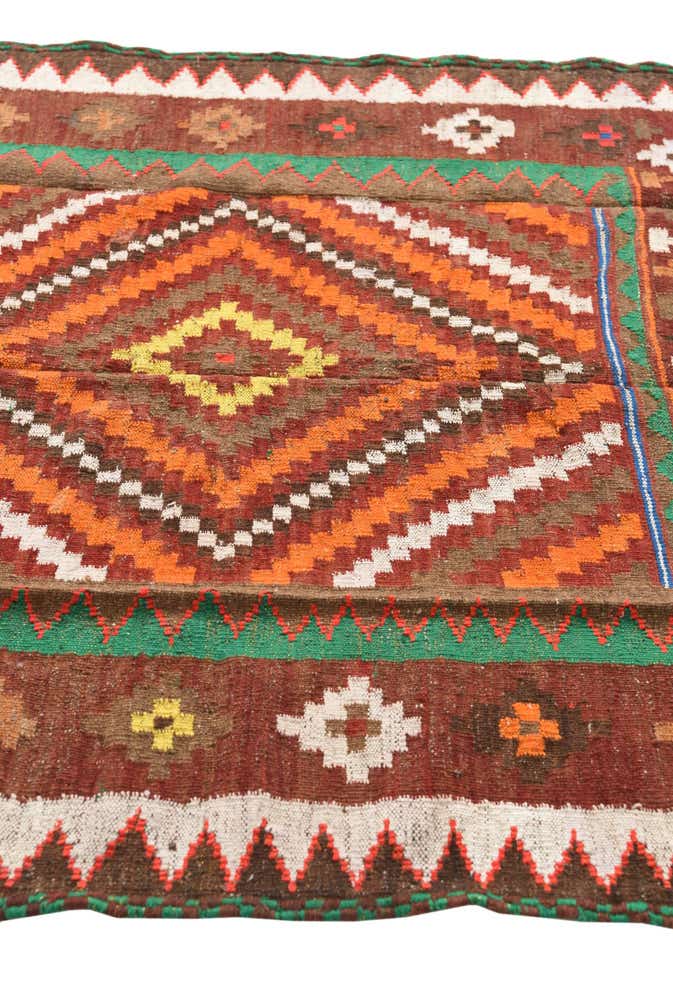 3' 7 x 4' Hand Woven Kilim Fars Wool Square Rug