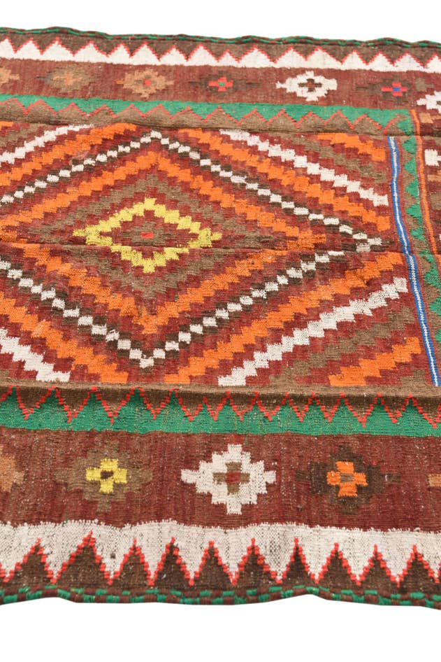 Detail image of 3' 7 x 4' Hand Woven Kilim Fars Wool Square Rug