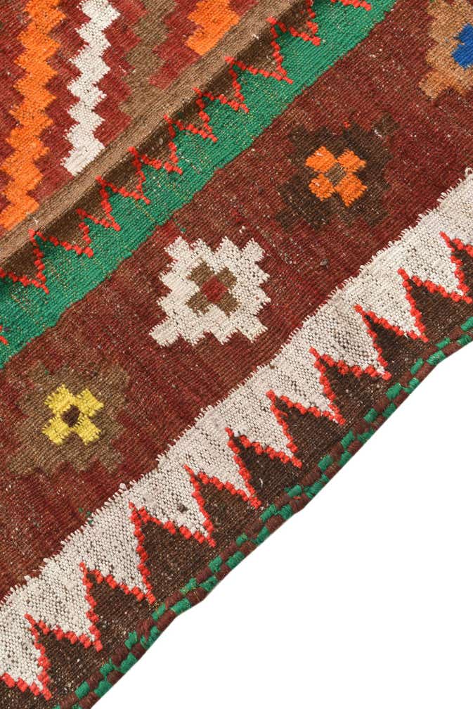 3' 7 x 4' Hand Woven Kilim Fars Wool Square Rug